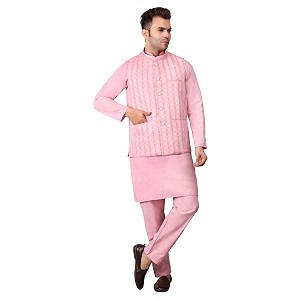 Mens Cotton Silk Blend Regular Kurta Pyjama
