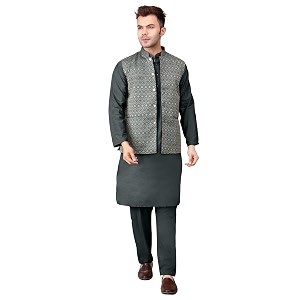 Mens Cotton Silk Blend Regular Kurta Pyjama