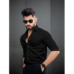 Mens Cotton Solid Full Sleeves Regular Fit