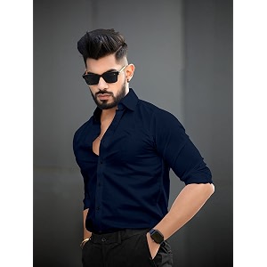 Mens Cotton Solid Full Sleeves Regular Fit