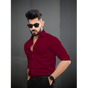 Mens Cotton Solid Full Sleeves Regular Fit