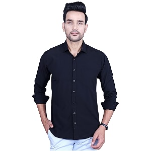 Mens Cotton Solid Slim Fit Casual Spread