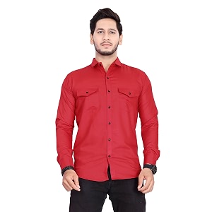 Mens Cotton Spread Collar Full Sleeve Regular