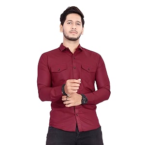 Mens Cotton Spread Collar Full Sleeve Regular