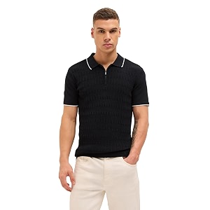 Mens Cotton Textured Regular Fit Yellow Polo