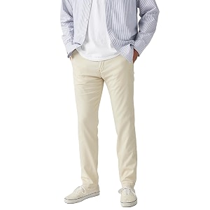Mens Cream Regular Fit Chinos Trousers