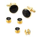 Men's Cufflinks &amp; Tuxedo Studs Set - 316L Stainless Steel Formal Wedding Jewelry, Groomsmen Gift Set with Gift Box