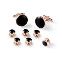 Men's Cufflinks &amp; Tuxedo Studs Set - 316L Stainless Steel Formal Wedding Jewelry, Groomsmen Gift Set with Gift Box