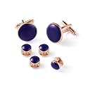 Men's Cufflinks &amp; Tuxedo Studs Set - 316L Stainless Steel Formal Wedding Jewelry, Groomsmen Gift Set with Gift Box
