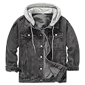 Men's Denim Jacket Distressed Hooded Jean Jackets Baggy Ripped Trucker Coat