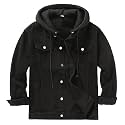 Men's Denim Jacket Distressed Hooded Jean Jackets Baggy Ripped Trucker Coat