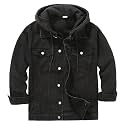 Men's Denim Jacket Distressed Hooded Jean Jackets Baggy Ripped Trucker Coat