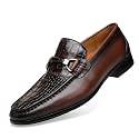 Men's Dress Shoes Slip-On Loafers Formal Leather Shoes for Men Crocodile Printed