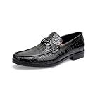 Men's Dress Shoes Slip-On Loafers Formal Leather Shoes for Men Crocodile Printed