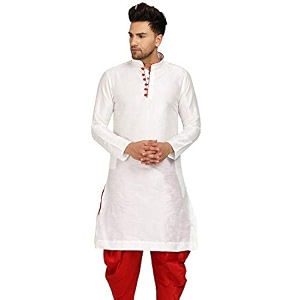 Mens Ethnic Silk Loop Button Kurta