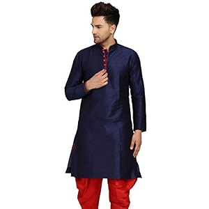 Mens Ethnic Silk Loop Button Kurta