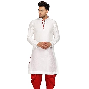 Mens Ethnic Silk Loop Button Kurta