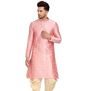 Mens Ethnic Silk Loop Button Kurta