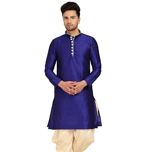 Mens Ethnic Silk Loop Button Kurta
