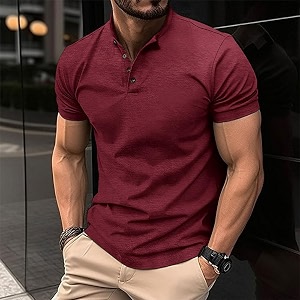 Mens Fashion Henley Neck Half Sleeve T-Shirts