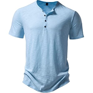 Mens Fashion Henley Neck Half Sleeve T-Shirts