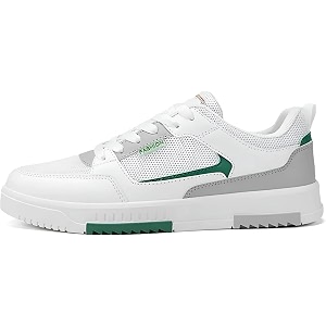 Mens Fashion Sneakers White and Green Low-Top
