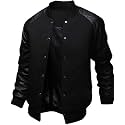Men's Fashion Splicing Leather Sleeve Baseball Varsity Bomber Jacket
