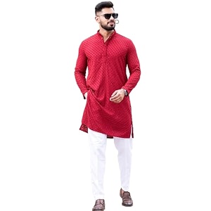Mens Floral Embroidered Cotton Rich Traditional and