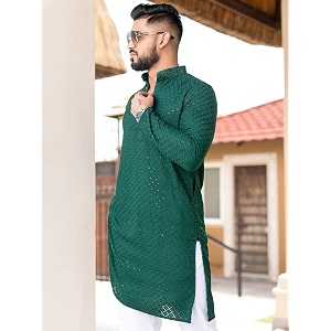 Mens Floral Embroidered Cotton Rich Traditional and