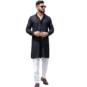 Mens Floral Embroidered Cotton Rich Traditional and