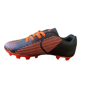 men39s football boots black and orange firm ground cleats with striped design