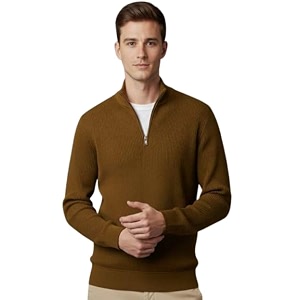 Mens Full Sleeve Winter Wool Half Zipper