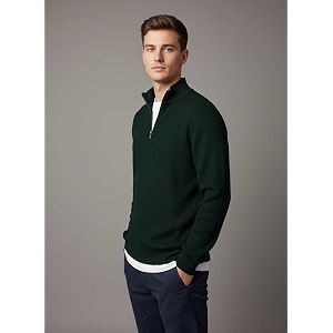 Mens Full Sleeve Winter Wool Half Zipper