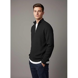 Mens Full Sleeve Winter Wool Half Zipper