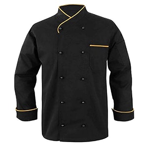 Mens Full Sleeves Black Polycotton Yellow Piping