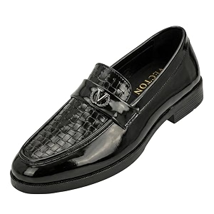 Mens Glossy Loafers Synthetic Leather