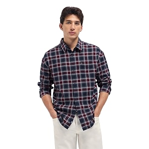 Mens Grey Slim Fit Checked Flannel Casual