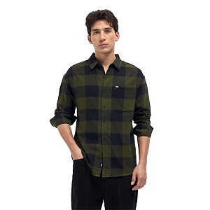 Mens Grey Slim Fit Checked Flannel Casual