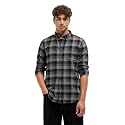 Men39s Grey Slim Fit Checked Flannel Casual