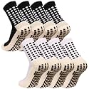 Men's Grip Soccer Socks Anti Slip Athletic Socks Non Slip Football Basketball Socks with Grip Pads2/4/6