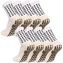 Men's Grip Soccer Socks Anti Slip Athletic Socks Non Slip Football Basketball Socks with Grip Pads2/4/6