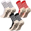 Men's Grip Soccer Socks Anti Slip Athletic Socks Non Slip Football Basketball Socks with Grip Pads2/4/6