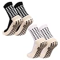 Men's Grip Soccer Socks Anti Slip Athletic Socks Non Slip Football Basketball Socks with Grip Pads2/4/6