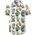 Men's Hawaiian Shirt Button Down Summer Short Sleeve Shirt