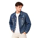 Men39s Indigo Blue Denim Jacket Distressed