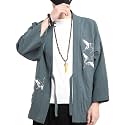 Men's Japanese Kimono Cardigan Loose Cotton Linen 3/4 Sleeve Open Front Casual Summer Shirt Jackets