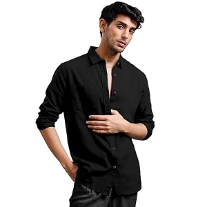 Mens Khaadi Cotton Long Sleeves Solid Casual