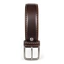 Men39s Leather Belt Black Silver-Tone Buckle Stitched