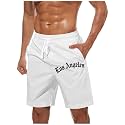 Men's Letter Graphic Print Track Shorts Drawstring Elastic Waist Shorts with Pockets Beach Vacation Travel Short