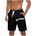 Men's Letter Graphic Print Track Shorts Drawstring Elastic Waist Shorts with Pockets Beach Vacation Travel Short